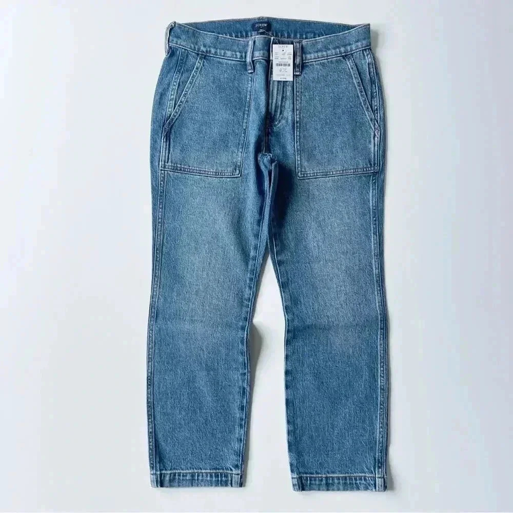J. Crew Factory Petite Cropped Ankle Patch Pocket Jeans in Medium Wash 26P NWT - Picture 3 of 6